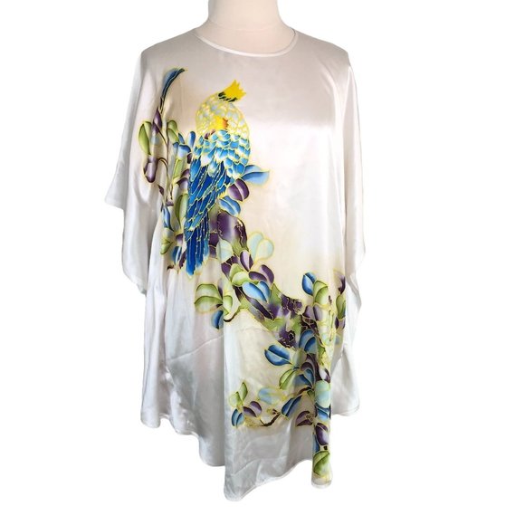 Coastal Grandmother Ledamon Silk Kaftan L - Picture 2 of 10